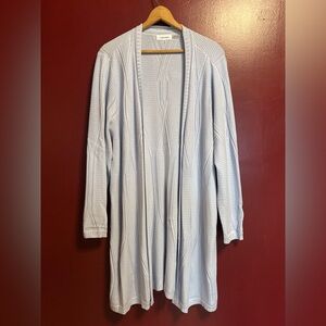 Calvin Klein Knit Longline Cardigan Women’s Size 1X Light‎ Sky Blue Duster